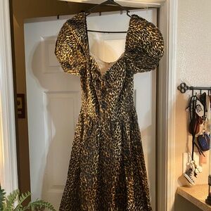 Vixen by Micheline Pitt Sweetheart Swing Dress in Leopard Print L